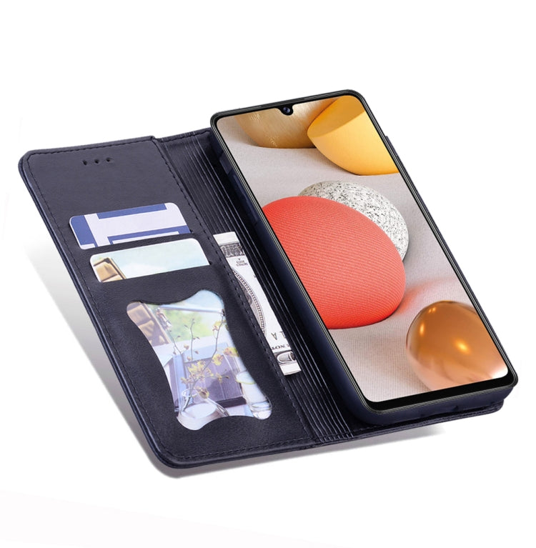 For Samsung Galaxy A42 5G Business Stitching Horizontal Flip Leather Case with Double Folding & Bracket & Card Slots & Photo Frame & Wallet