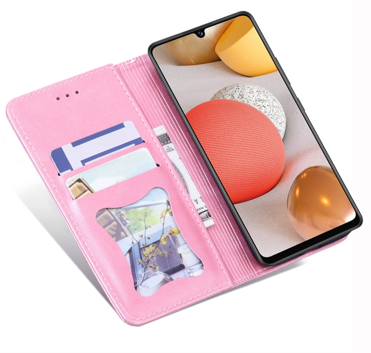 For Samsung Galaxy A42 5G Business Stitching Horizontal Flip Leather Case with Double Folding & Bracket & Card Slots & Photo Frame & Wallet