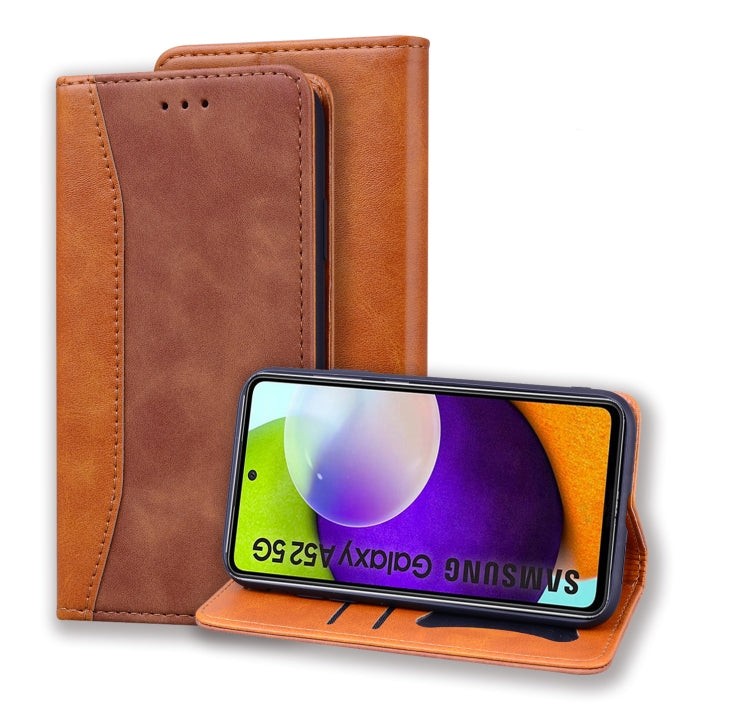 For Samsung Galaxy A52 5G / 4G Business Stitching Horizontal Flip Leather Case with Double Folding & Bracket & Card Slots & Photo Frame & Wallet