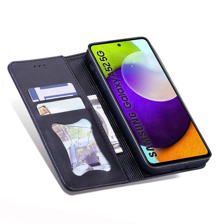For Samsung Galaxy A52 5G / 4G Business Stitching Horizontal Flip Leather Case with Double Folding & Bracket & Card Slots & Photo Frame & Wallet