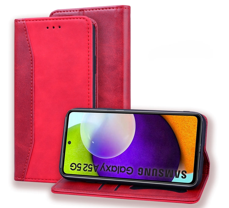 For Samsung Galaxy A52 5G / 4G Business Stitching Horizontal Flip Leather Case with Double Folding & Bracket & Card Slots & Photo Frame & Wallet