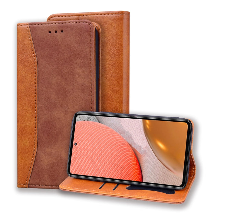 For Samsung Galaxy A72 5G / 4G Business Stitching Horizontal Flip Leather Case with Double Folding & Bracket & Card Slots & Photo Frame & Wallet