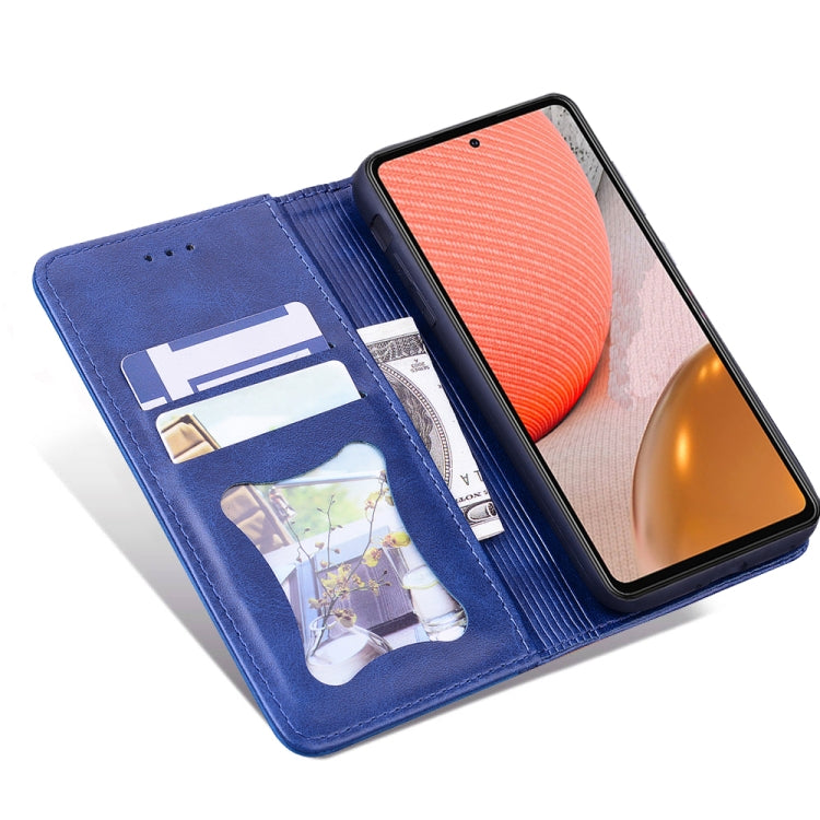 For Samsung Galaxy A72 5G / 4G Business Stitching Horizontal Flip Leather Case with Double Folding & Bracket & Card Slots & Photo Frame & Wallet