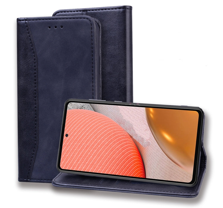 For Samsung Galaxy A72 5G / 4G Business Stitching Horizontal Flip Leather Case with Double Folding & Bracket & Card Slots & Photo Frame & Wallet