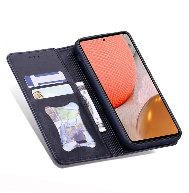 For Samsung Galaxy A72 5G / 4G Business Stitching Horizontal Flip Leather Case with Double Folding & Bracket & Card Slots & Photo Frame & Wallet