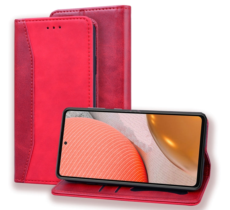 For Samsung Galaxy A72 5G / 4G Business Stitching Horizontal Flip Leather Case with Double Folding & Bracket & Card Slots & Photo Frame & Wallet