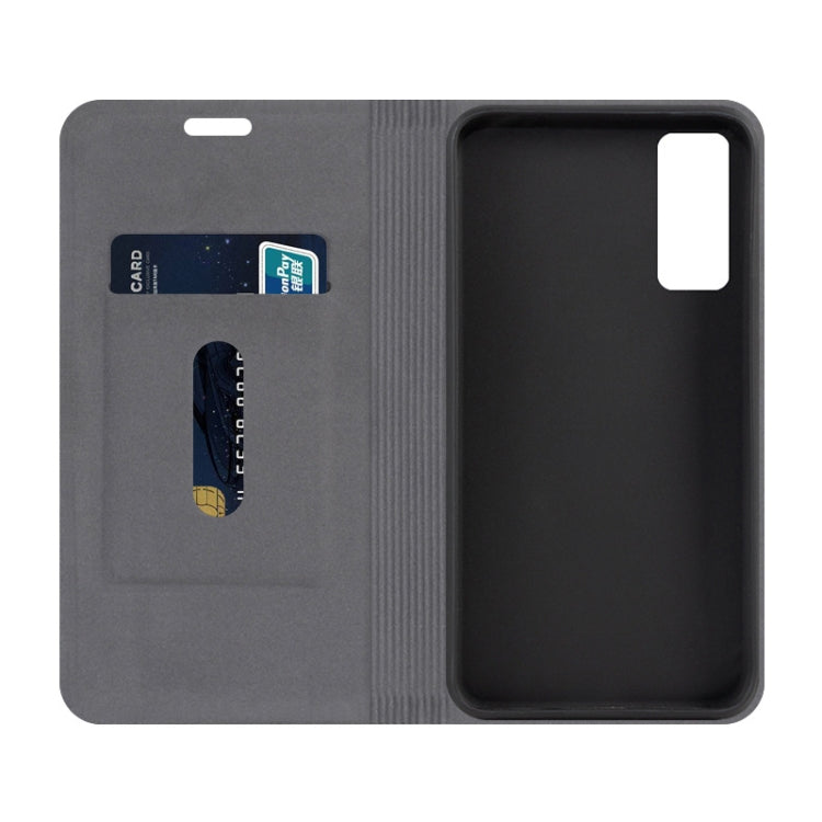 For ZTE Axon 20 5G / 4G Canvas Three-color Stitching Business Horizontal Flip Leather Case with Holder & Card Slot