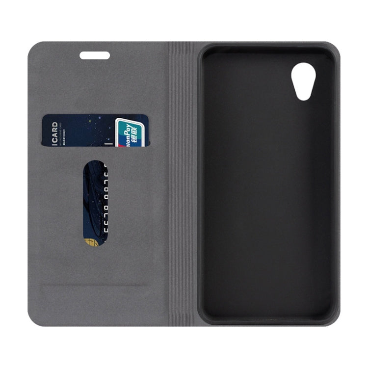 For ZTE Blade A3 (2019) Canvas Three-color Stitching Business Horizontal Flip Leather Case with Holder & Card Slot