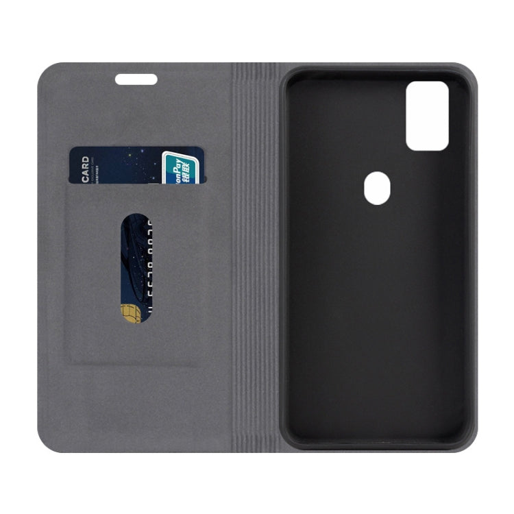 For ZTE Blade A7s 2020 Canvas Three-color Stitching Business Horizontal Flip Leather Case with Holder & Card Slot