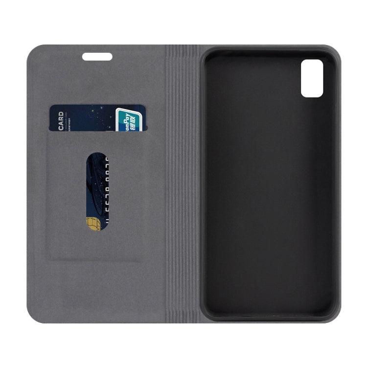 For ZTE Blade L210 Canvas Three-color Stitching Business Horizontal Flip Leather Case with Holder & Card Slot