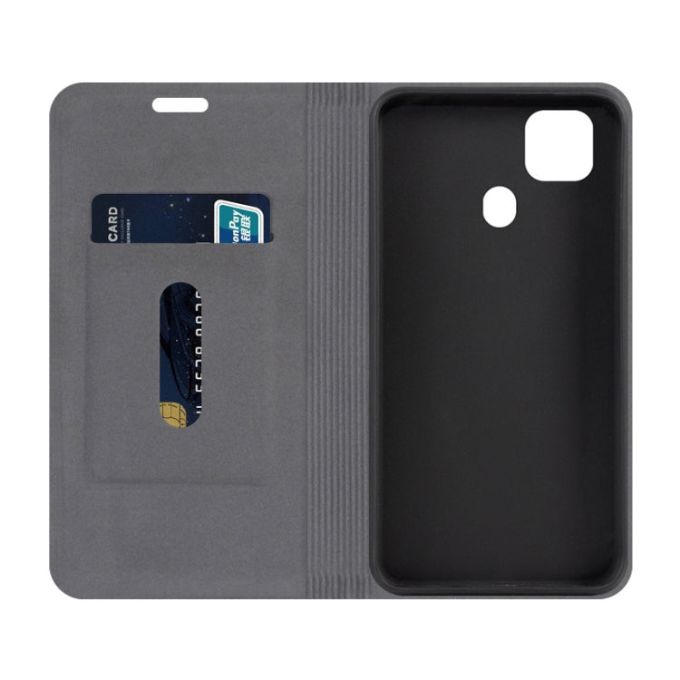 For ZTE ZMAX 10 Canvas Three-color Stitching Business Horizontal Flip Leather Case with Holder & Card Slot