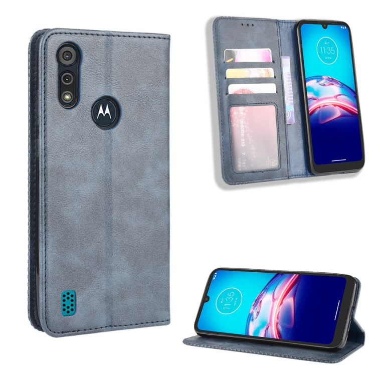 For Motorola Moto E6s (2020) Magnetic Buckle Retro Texture Horizontal Flip Leather Case with Holder & Card Slots & Photo Frame