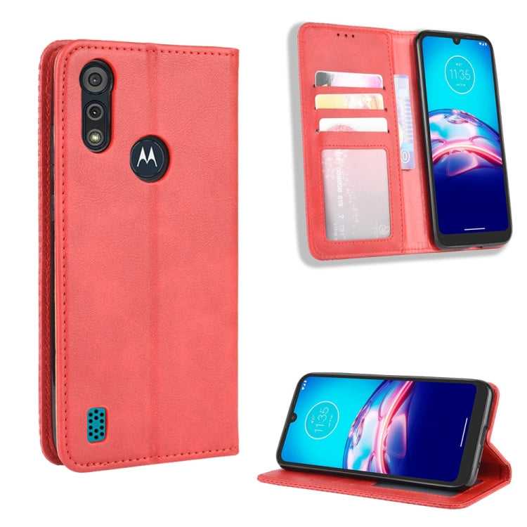 For Motorola Moto E6s (2020) Magnetic Buckle Retro Texture Horizontal Flip Leather Case with Holder & Card Slots & Photo Frame
