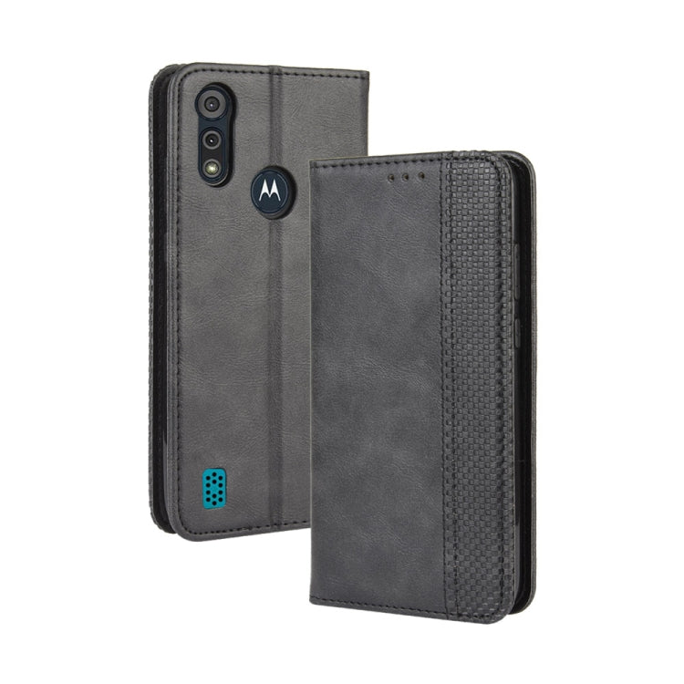For Motorola Moto E6s (2020) Magnetic Buckle Retro Texture Horizontal Flip Leather Case with Holder & Card Slots & Photo Frame