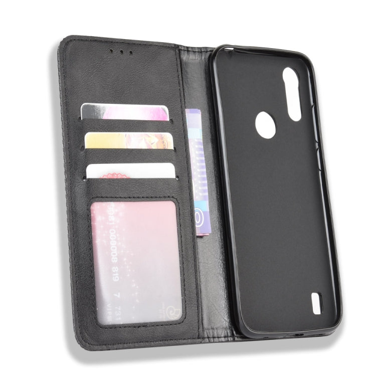 For Motorola Moto E6s (2020) Magnetic Buckle Retro Texture Horizontal Flip Leather Case with Holder & Card Slots & Photo Frame