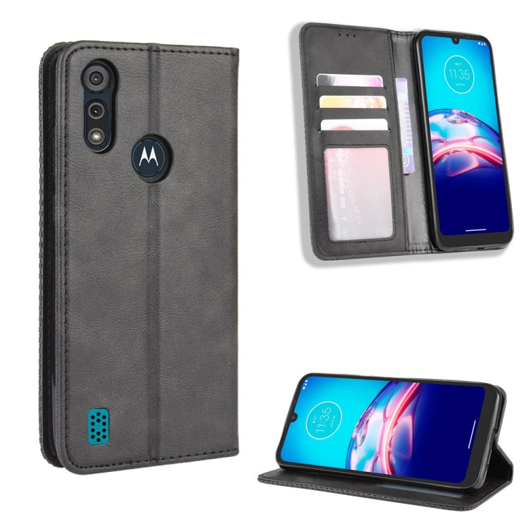 For Motorola Moto E6s (2020) Magnetic Buckle Retro Texture Horizontal Flip Leather Case with Holder & Card Slots & Photo Frame