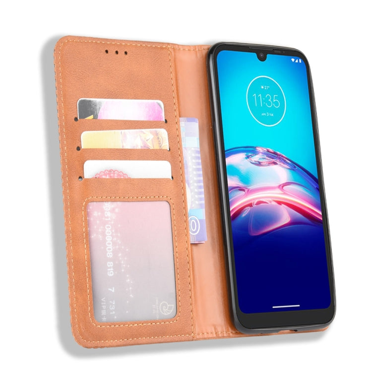 For Motorola Moto E6i Magnetic Buckle Retro Texture Horizontal Flip Leather Case with Holder & Card Slots & Photo Frame