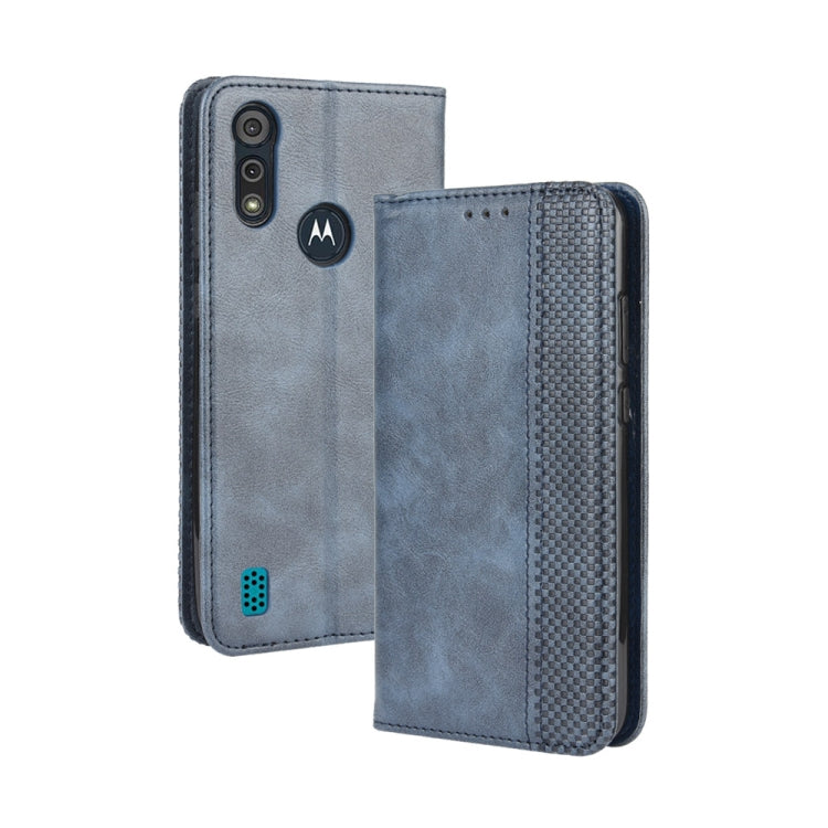 For Motorola Moto E6i Magnetic Buckle Retro Texture Horizontal Flip Leather Case with Holder & Card Slots & Photo Frame