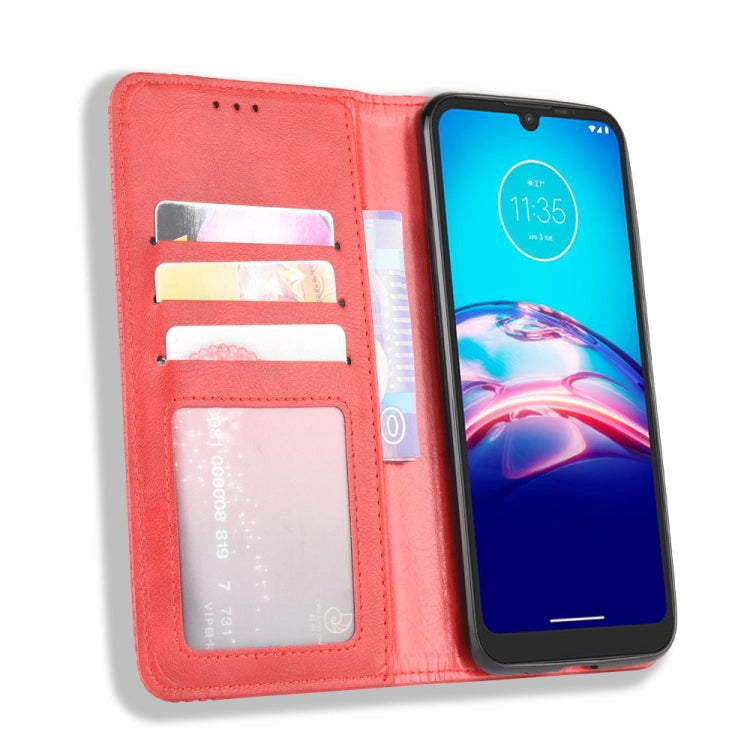 For Motorola Moto E6i Magnetic Buckle Retro Texture Horizontal Flip Leather Case with Holder & Card Slots & Photo Frame