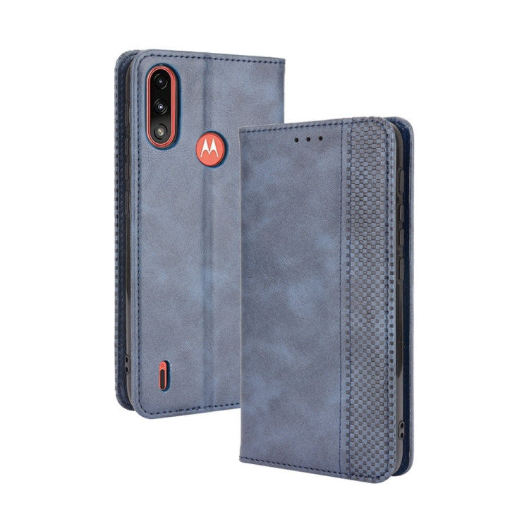 For Motorola Moto E7 Power Magnetic Buckle Retro Texture Horizontal Flip Leather Case with Holder & Card Slots & Photo Frame
