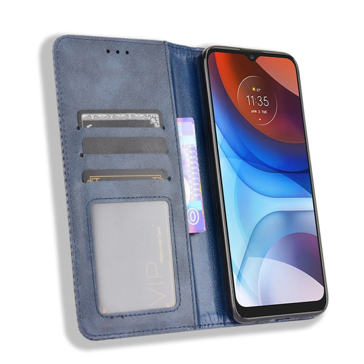For Motorola Moto E7 Power Magnetic Buckle Retro Texture Horizontal Flip Leather Case with Holder & Card Slots & Photo Frame
