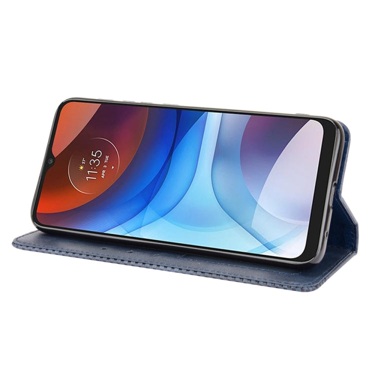 For Motorola Moto E7 Power Magnetic Buckle Retro Texture Horizontal Flip Leather Case with Holder & Card Slots & Photo Frame