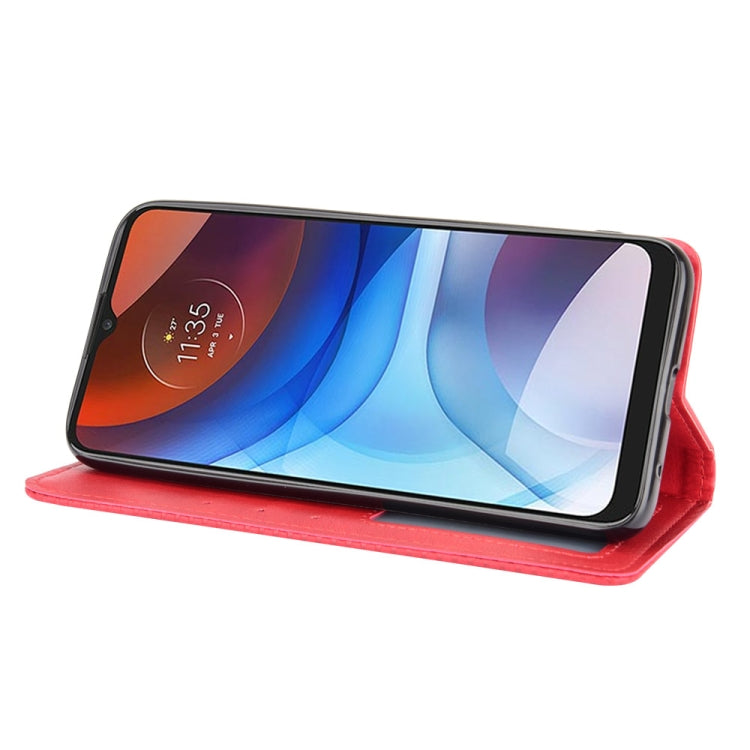 For Motorola Moto E7 Power Magnetic Buckle Retro Texture Horizontal Flip Leather Case with Holder & Card Slots & Photo Frame