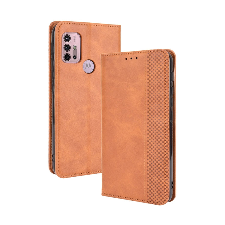 For Motorola Moto G10 Magnetic Buckle Retro Texture Horizontal Flip Leather Case with Holder & Card Slots & Photo Frame