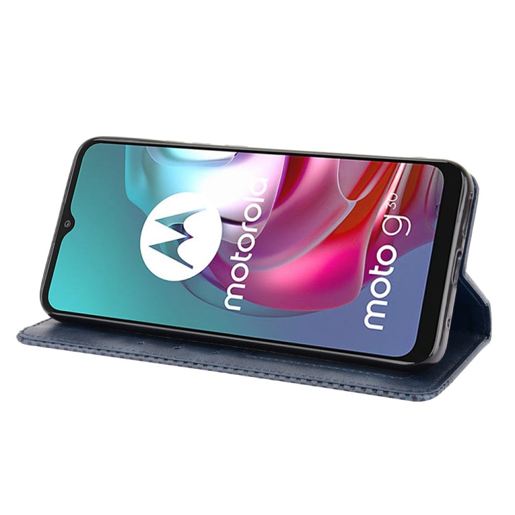 For Motorola Moto G10 Magnetic Buckle Retro Texture Horizontal Flip Leather Case with Holder & Card Slots & Photo Frame