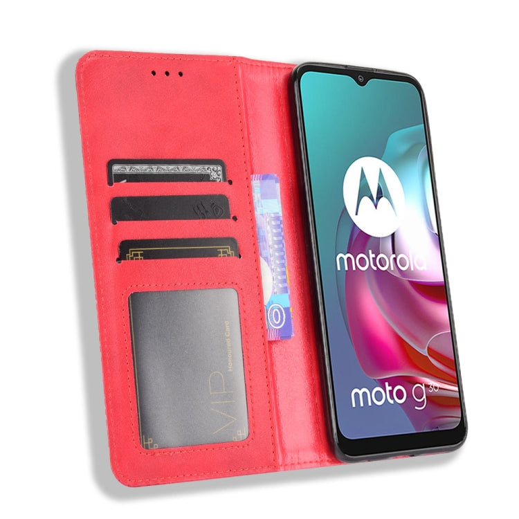 For Motorola Moto G10 Magnetic Buckle Retro Texture Horizontal Flip Leather Case with Holder & Card Slots & Photo Frame
