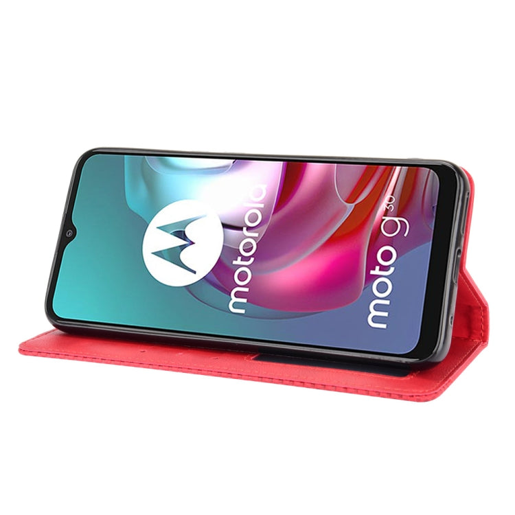 For Motorola Moto G10 Magnetic Buckle Retro Texture Horizontal Flip Leather Case with Holder & Card Slots & Photo Frame