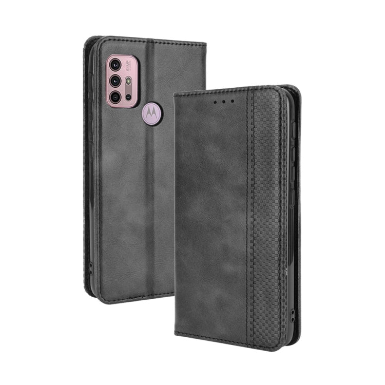 For Motorola Moto G10 Magnetic Buckle Retro Texture Horizontal Flip Leather Case with Holder & Card Slots & Photo Frame