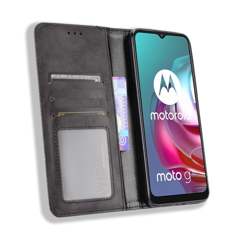 For Motorola Moto G10 Magnetic Buckle Retro Texture Horizontal Flip Leather Case with Holder & Card Slots & Photo Frame
