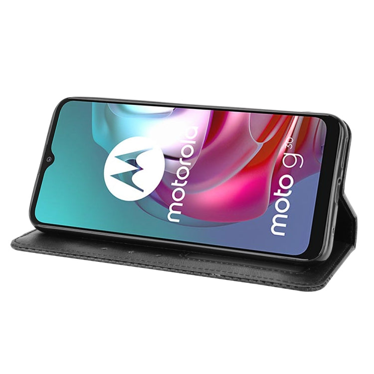 For Motorola Moto G10 Magnetic Buckle Retro Texture Horizontal Flip Leather Case with Holder & Card Slots & Photo Frame