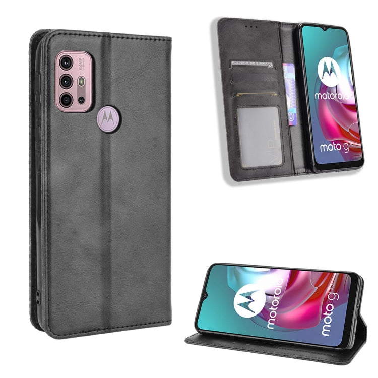 For Motorola Moto G10 Magnetic Buckle Retro Texture Horizontal Flip Leather Case with Holder & Card Slots & Photo Frame