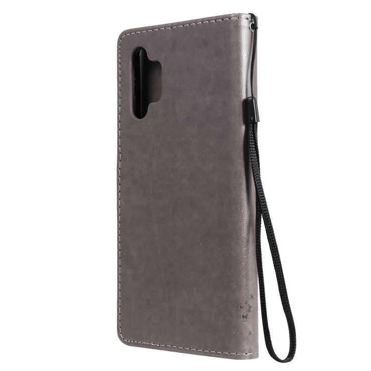 For Samsung Galaxy A32 5G Tree & Cat Pattern Pressed Printing Horizontal Flip PU Leather Case with Holder & Card Slots & Wallet & Lanyard