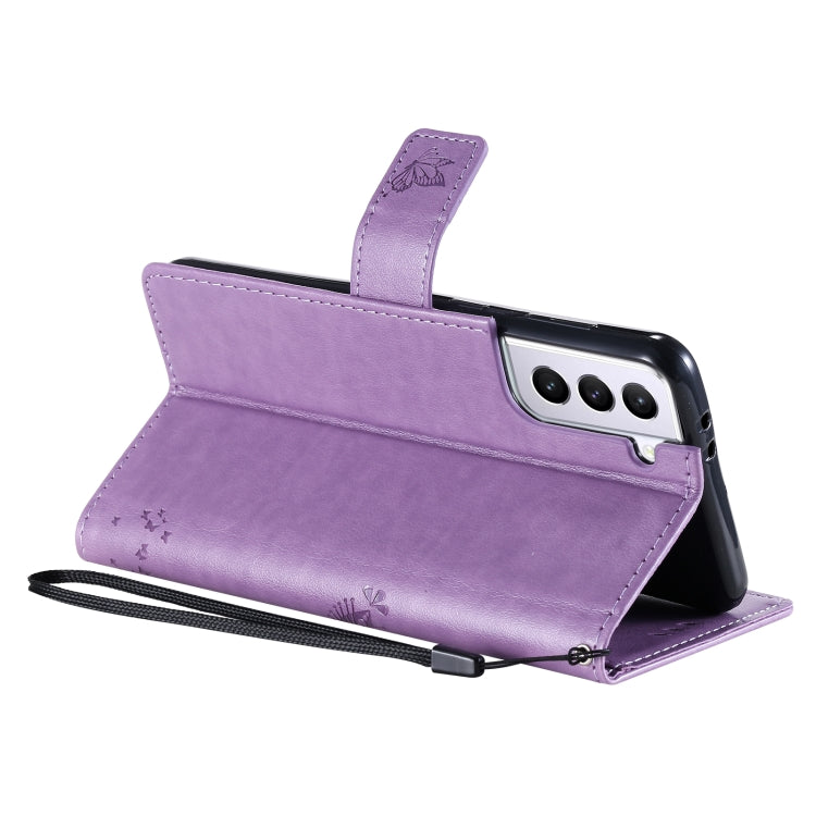 For Samsung Galaxy S21+ 5G Tree & Cat Pattern Pressed Printing Horizontal Flip PU Leather Case with Holder & Card Slots & Wallet & Lanyard
