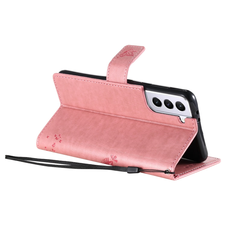 For Samsung Galaxy S21+ 5G Tree & Cat Pattern Pressed Printing Horizontal Flip PU Leather Case with Holder & Card Slots & Wallet & Lanyard