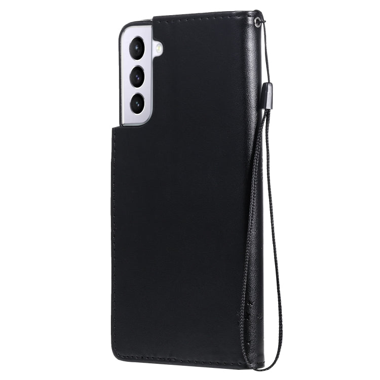 For Samsung Galaxy S21+ 5G Tree & Cat Pattern Pressed Printing Horizontal Flip PU Leather Case with Holder & Card Slots & Wallet & Lanyard