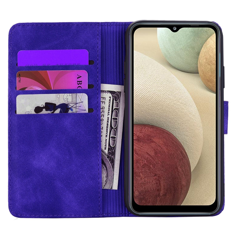 Embossed Sunflower Pattern Horizontal Flip PU Leather Case with Holder & Card Slots & Wallet & Lanyard For Samsung Galaxy A12