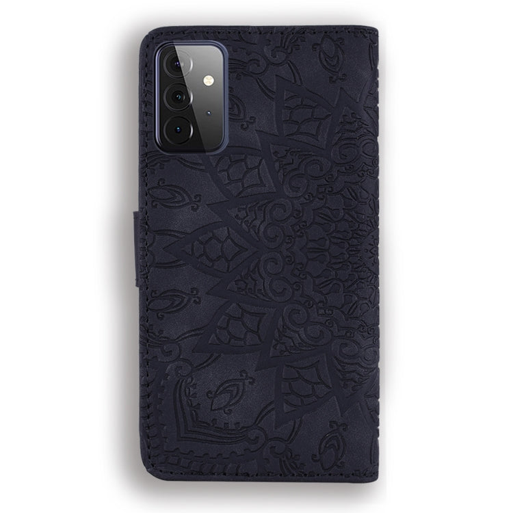 Embossed Sunflower Pattern Horizontal Flip PU Leather Case with Holder & Card Slots & Wallet & Lanyard For Samsung Galaxy A72 5G / 4G