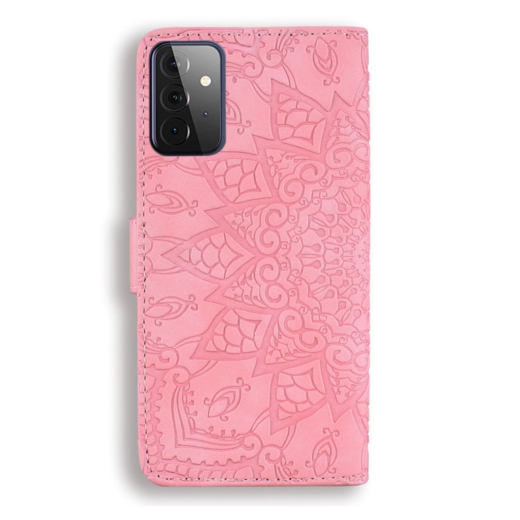 Embossed Sunflower Pattern Horizontal Flip PU Leather Case with Holder & Card Slots & Wallet & Lanyard For Samsung Galaxy A72 5G / 4G