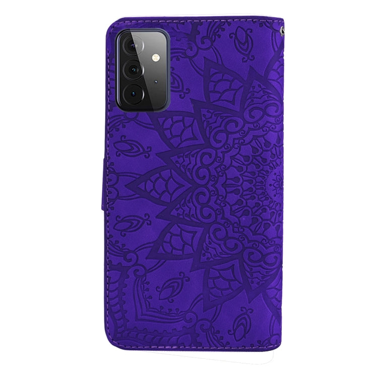 Embossed Sunflower Pattern Horizontal Flip PU Leather Case with Holder & Card Slots & Wallet & Lanyard For Samsung Galaxy A72 5G / 4G