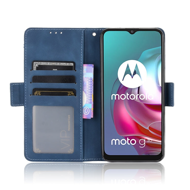 For Motorola Moto G30 Skin Feel Calf Pattern Horizontal Flip Leather Case with Holder & Card Slots & Photo Frame