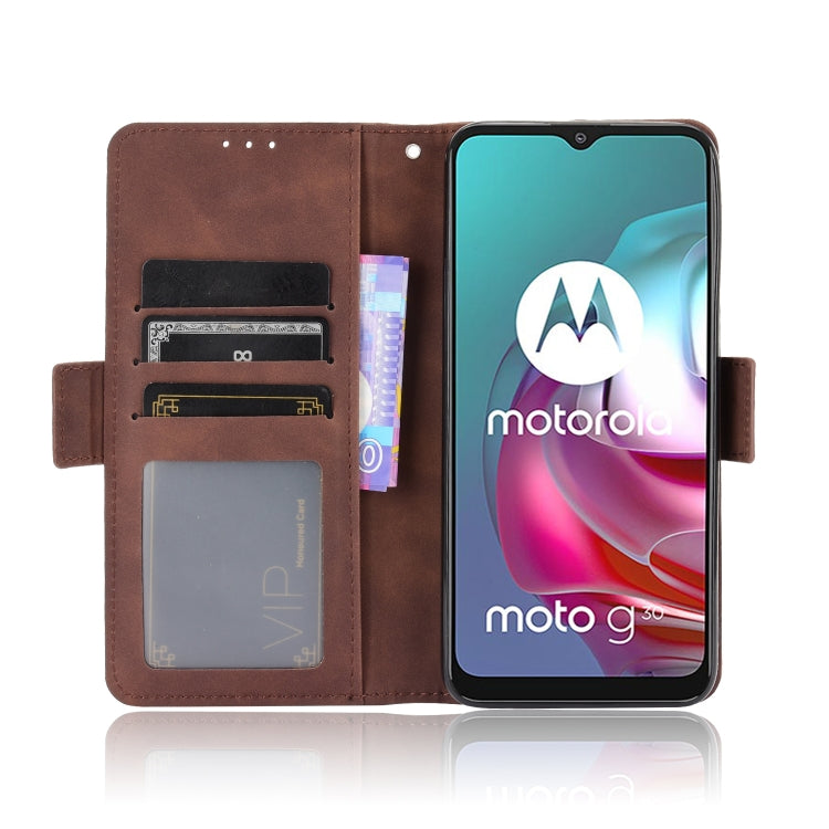 For Motorola Moto G30 Skin Feel Calf Pattern Horizontal Flip Leather Case with Holder & Card Slots & Photo Frame