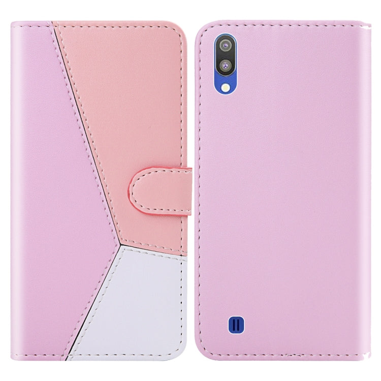 For Galaxy A10 / M10 Tricolor Stitching Horizontal Flip TPU + PU Leather Case with Holder & Card Slots & Wallet