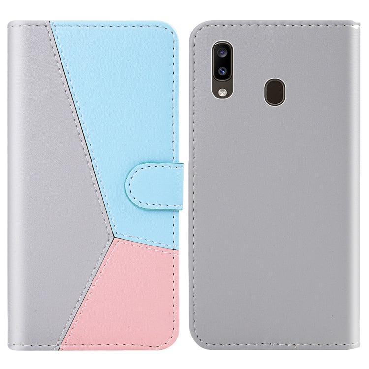 For Galaxy A10e / A20e Tricolor Stitching Horizontal Flip TPU + PU Leather Case with Holder & Card Slots & Wallet