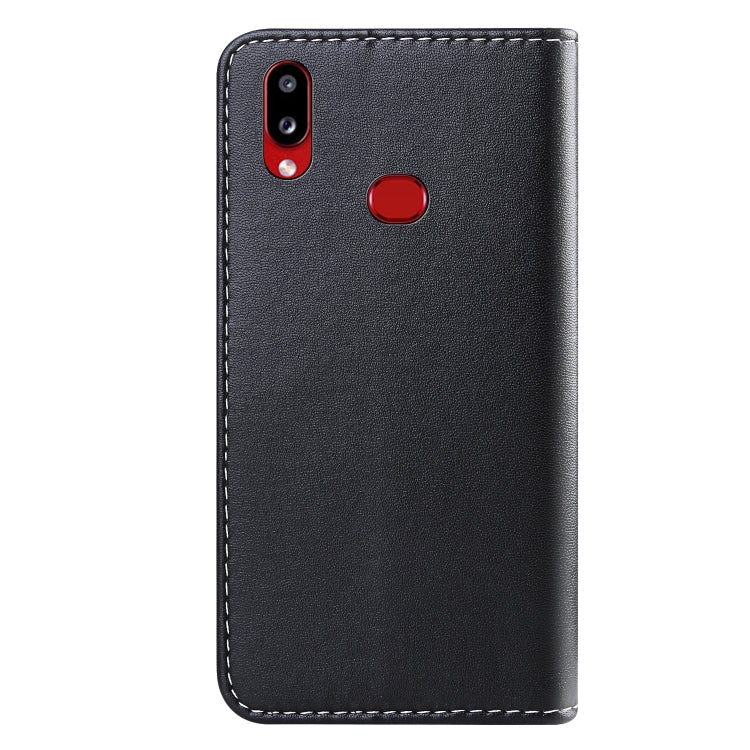For Galaxy A10s Tricolor Stitching Horizontal Flip TPU + PU Leather Case with Holder & Card Slots & Wallet