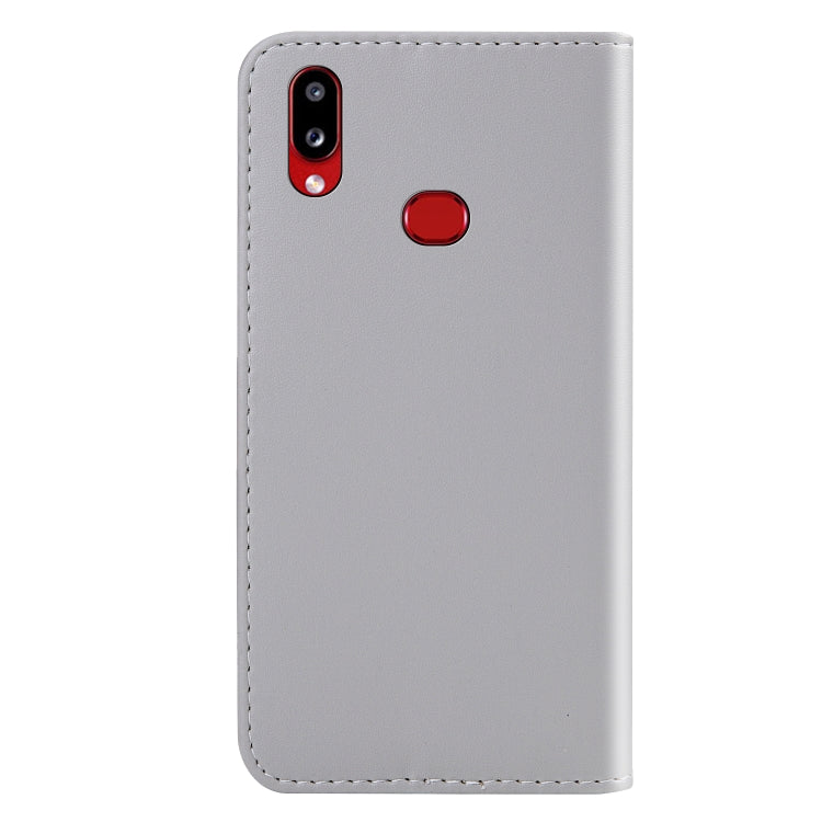 For Galaxy A10s Tricolor Stitching Horizontal Flip TPU + PU Leather Case with Holder & Card Slots & Wallet