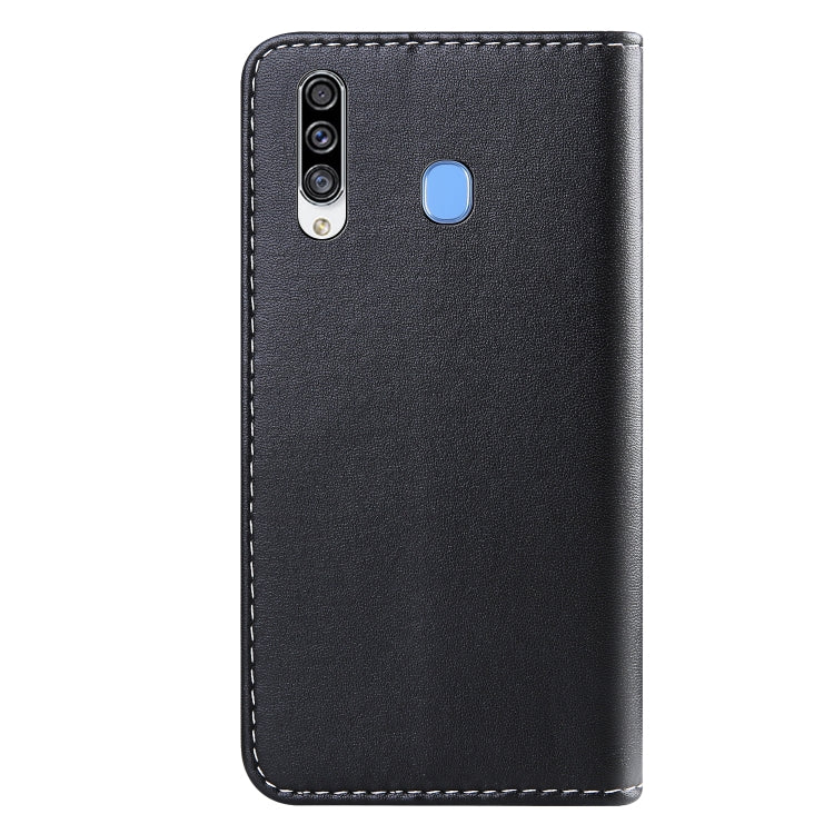 For Galaxy A20s Tricolor Stitching Horizontal Flip TPU + PU Leather Case with Holder & Card Slots & Wallet
